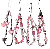 cioatu 4PCS Cute Y2K Phone Charms - Beaded Bear Butterfly Heart Straps for Phone, AirPods, Bag Keychain
