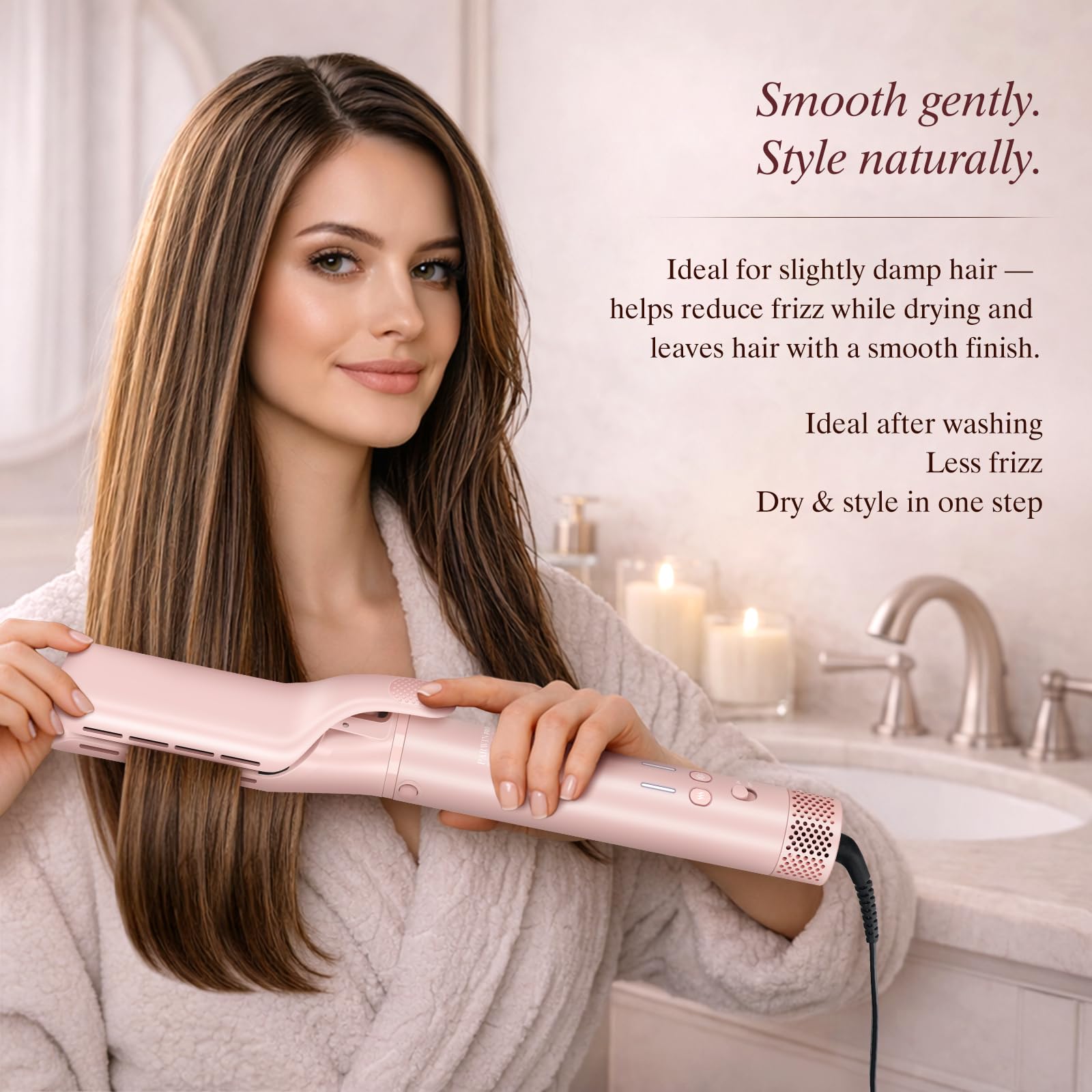 PARWIN PRO BEAUTY MaxAIR 2.0 Airstyler 5 en 1 Multi-Styler, secador iónico 110.000 rpm, alisador por aire, rizadores Auto-Wrap, doble voltaje, rosa