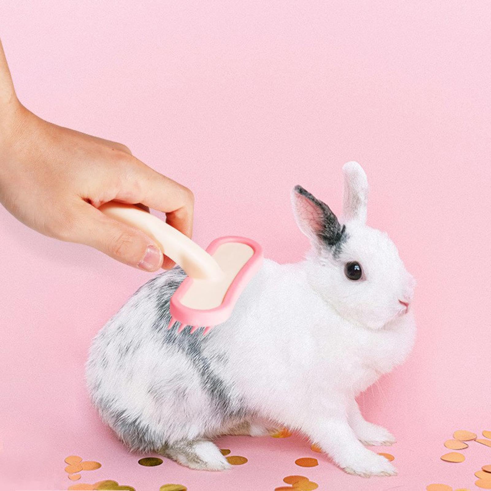 Peigne de lapin - 13,8 cm - Brosse de massage en silicone - Outil de nettoyage doux en ABS pour lapins, chats, chiots, épilation douce, toilettage du pelage, bain, massage, accessoires pour usage
