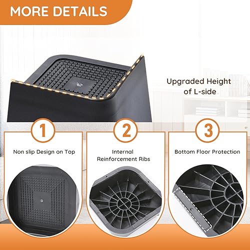 Miniatura 10 de Elevadores de cama, bloques de elevación para muebles, pilotes de 3 pulgadas resistentes para cama, sofá, escritorio, sofá, mesa, elevadores de