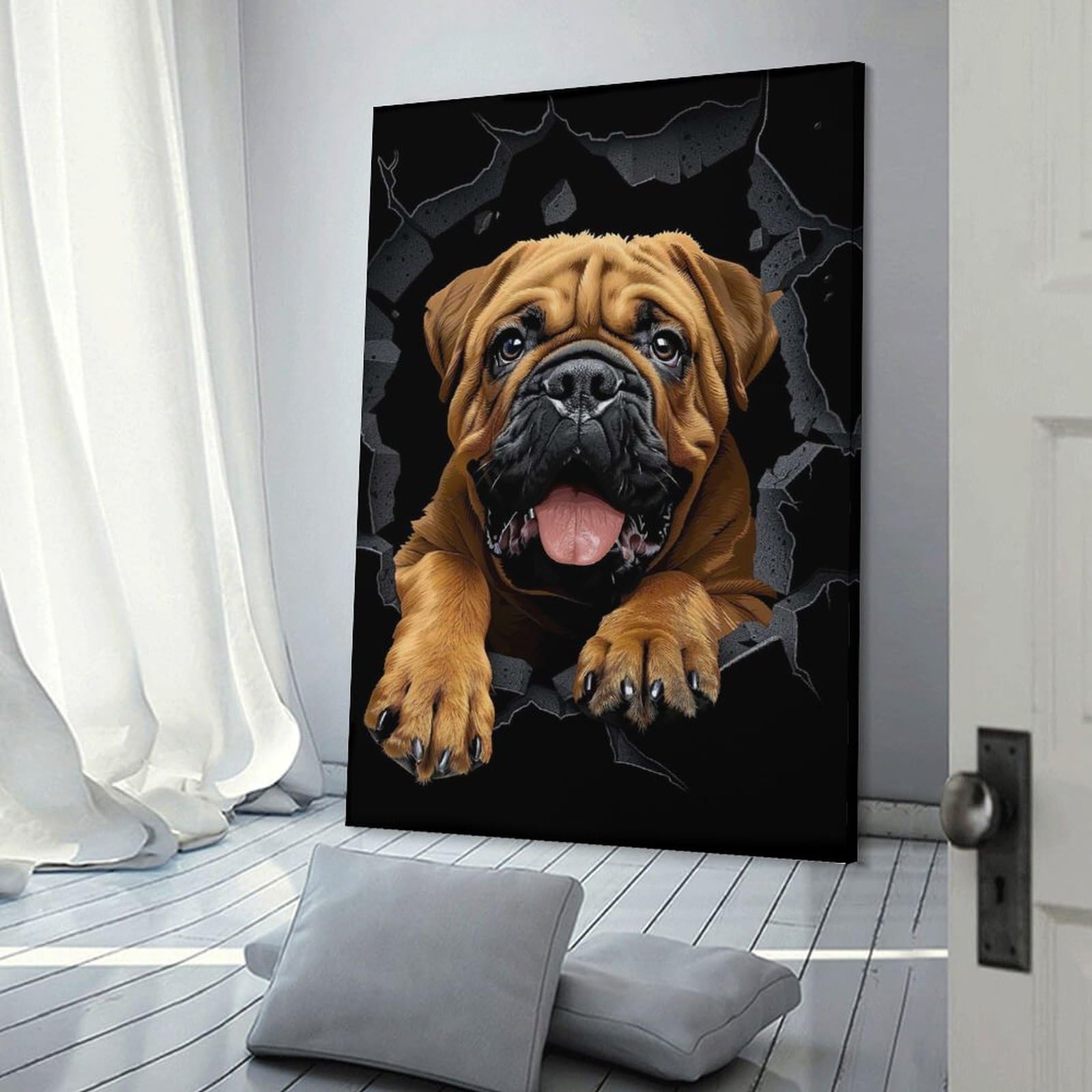 Junmoney Bullmastiff(2) Decorative Canvas Print 12x18inch(30x45cm), for Flats, Guest Rooms Or Compact Rooms, Home Artwork for Modern Interiors