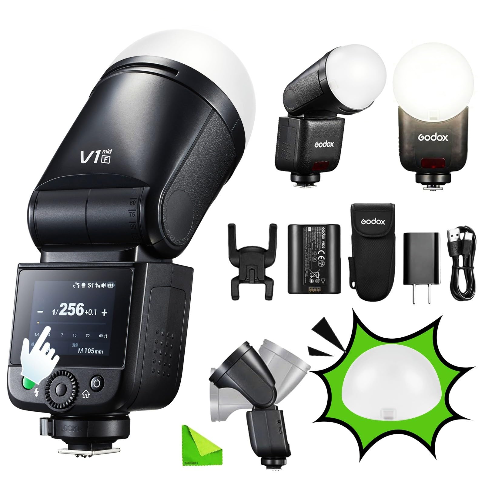 Amazon | Godox V1 mid F TTL 丸頭フラッシュ、ディフューザードーム