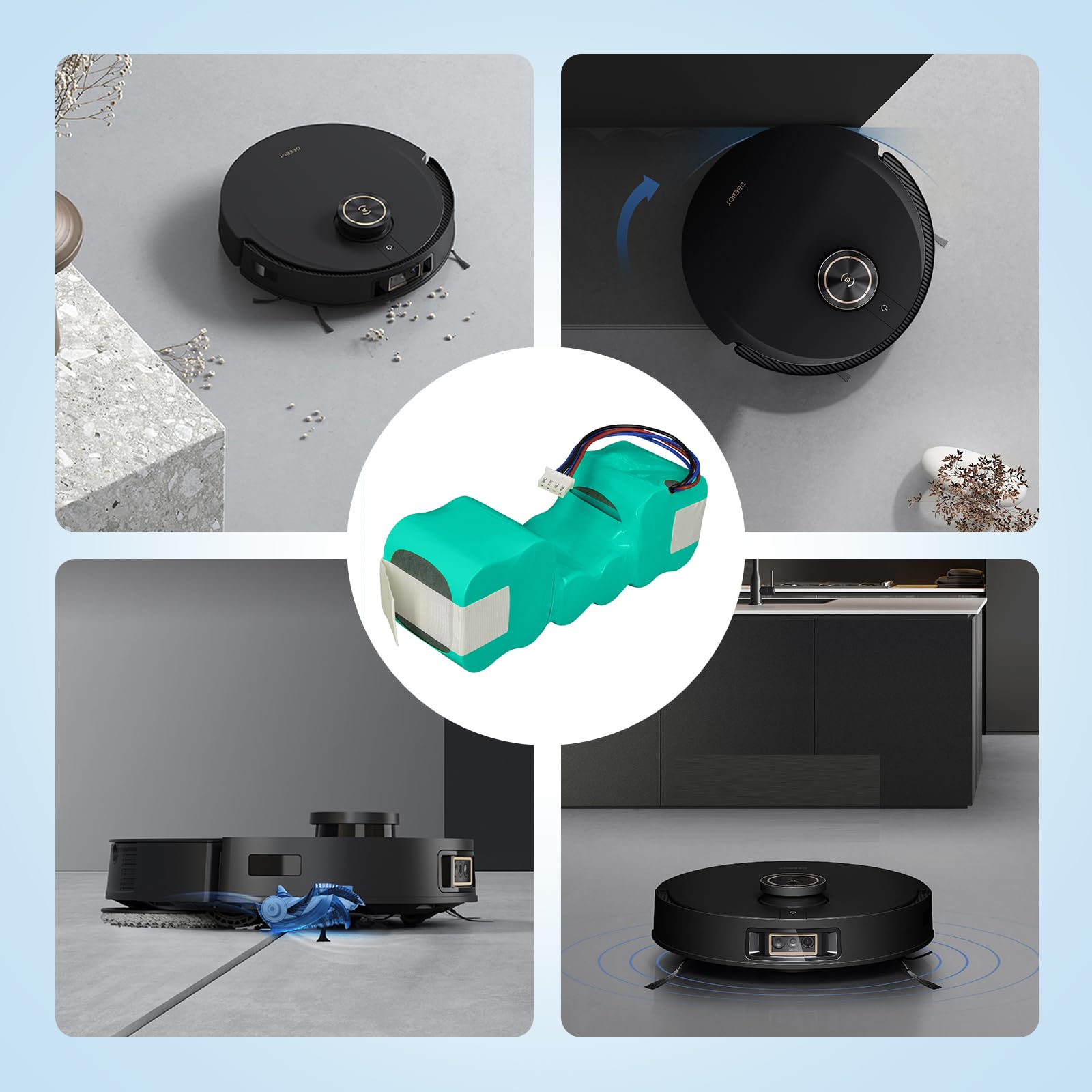 3500mAh Batteria di Ricambio per iRobot Roomba Combo ZJ1517-hfr, RVF-Y1, Roomba Combo 113, R113, R1138, R11380, R1118, ECOVACS Deebot Omzo 900, 901, 902, 600, 601, 610, M88 DE5G Robot aspirapolvere