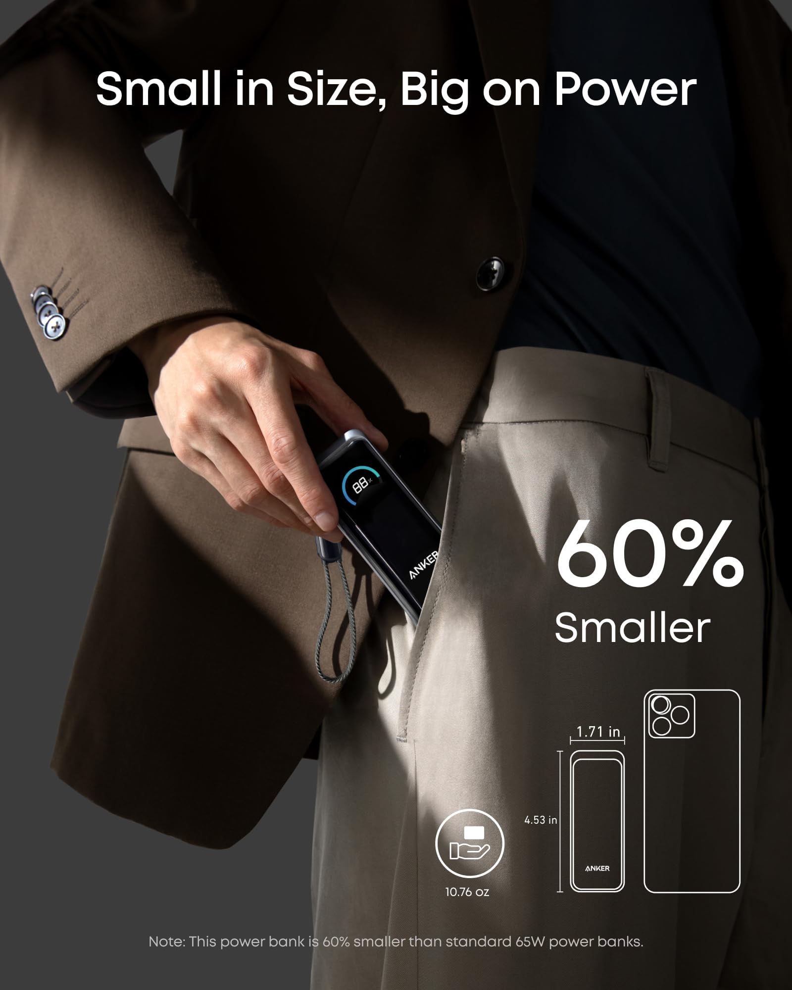 Anker prime Power Bank9600m A h Anker Prime Power Bank, Bateria De 9.600 Mah Com Saída De 65 W