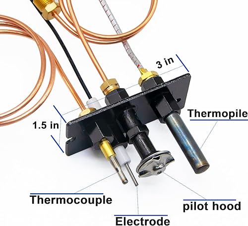 Miniatura 4 de El ensamblaje piloto de propano y gas natural reemplaza 10002265 10002264, reemplazo piloto de 3 vías LP NG para Majestic, Temco, Vermont Castings
