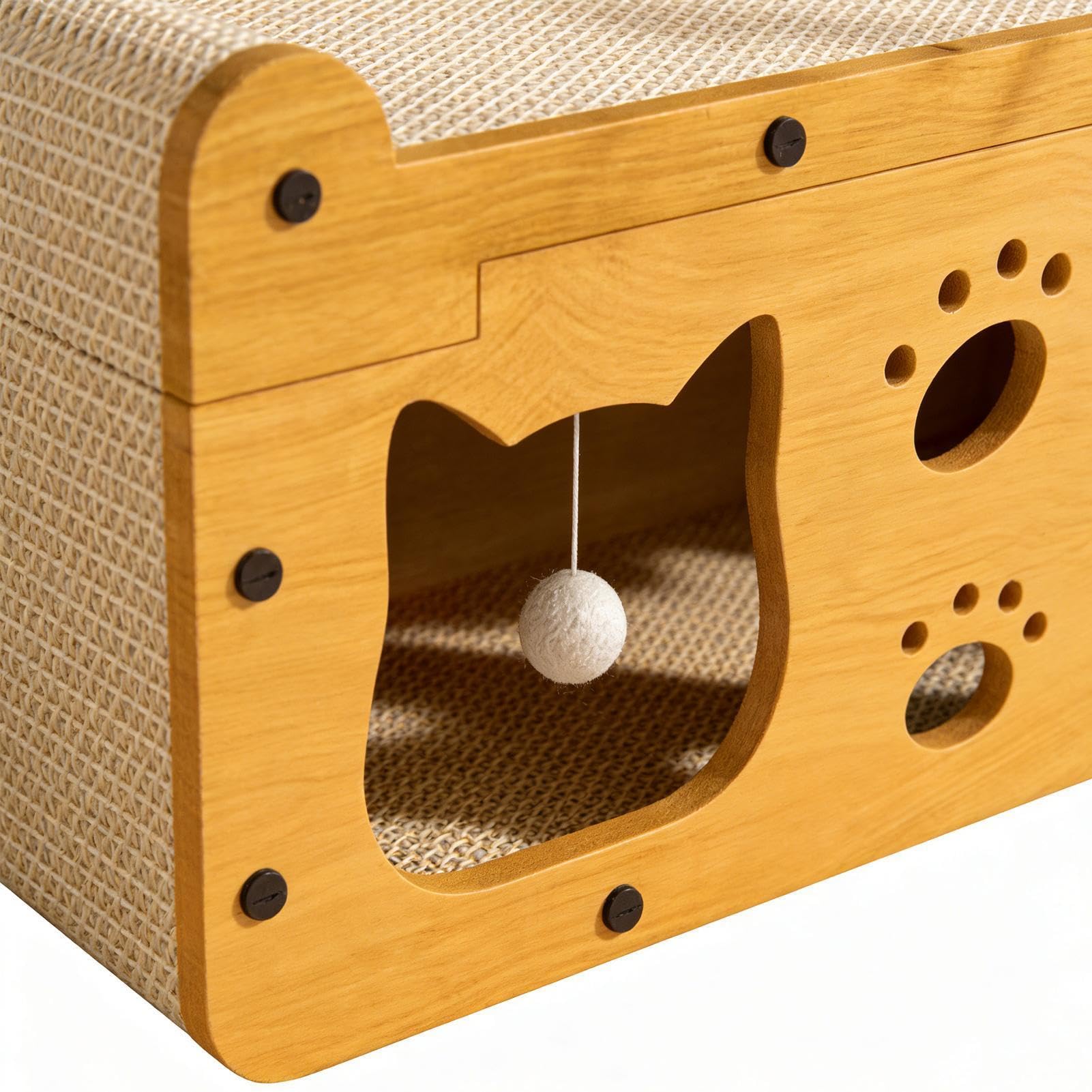 Casa de Cartón para Gatos Sofá Interactivo Antideslizante Multifuncional | Tablero Rascador para Gatos para Disfrutar en Familia en Interior, Exterior, Salón o Viajes
