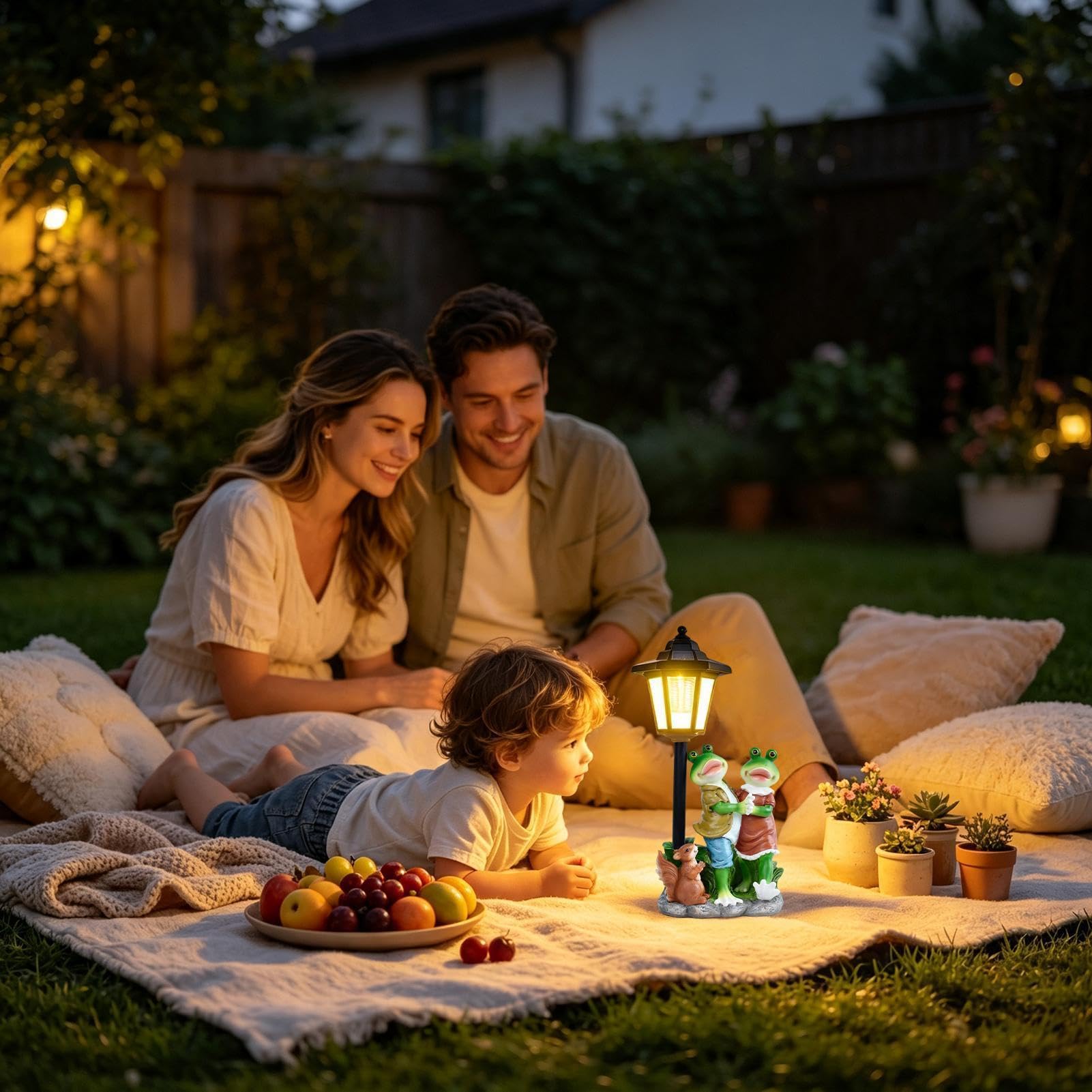 Genérico Estatua con Luz Solar Figura Decorativa Iluminada Impermeable para | Miniatura De Jardín Estatua Decorativa Iluminada Para Patio, Porche, Balcón, Césped, Pasillo, Hogar,