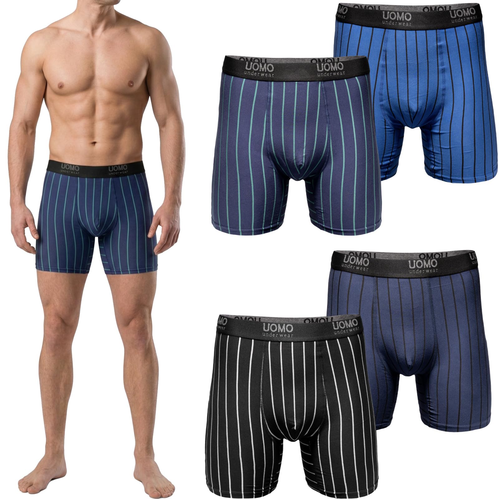 Herren Boxershorts, 5er/10er Pack, Größen M-6XL, mit verlängertem Bein, Baumwolle, Bequeme Unterhose, enganliegende Retroshorts ohne kratzenden Zettel, Langes Bein