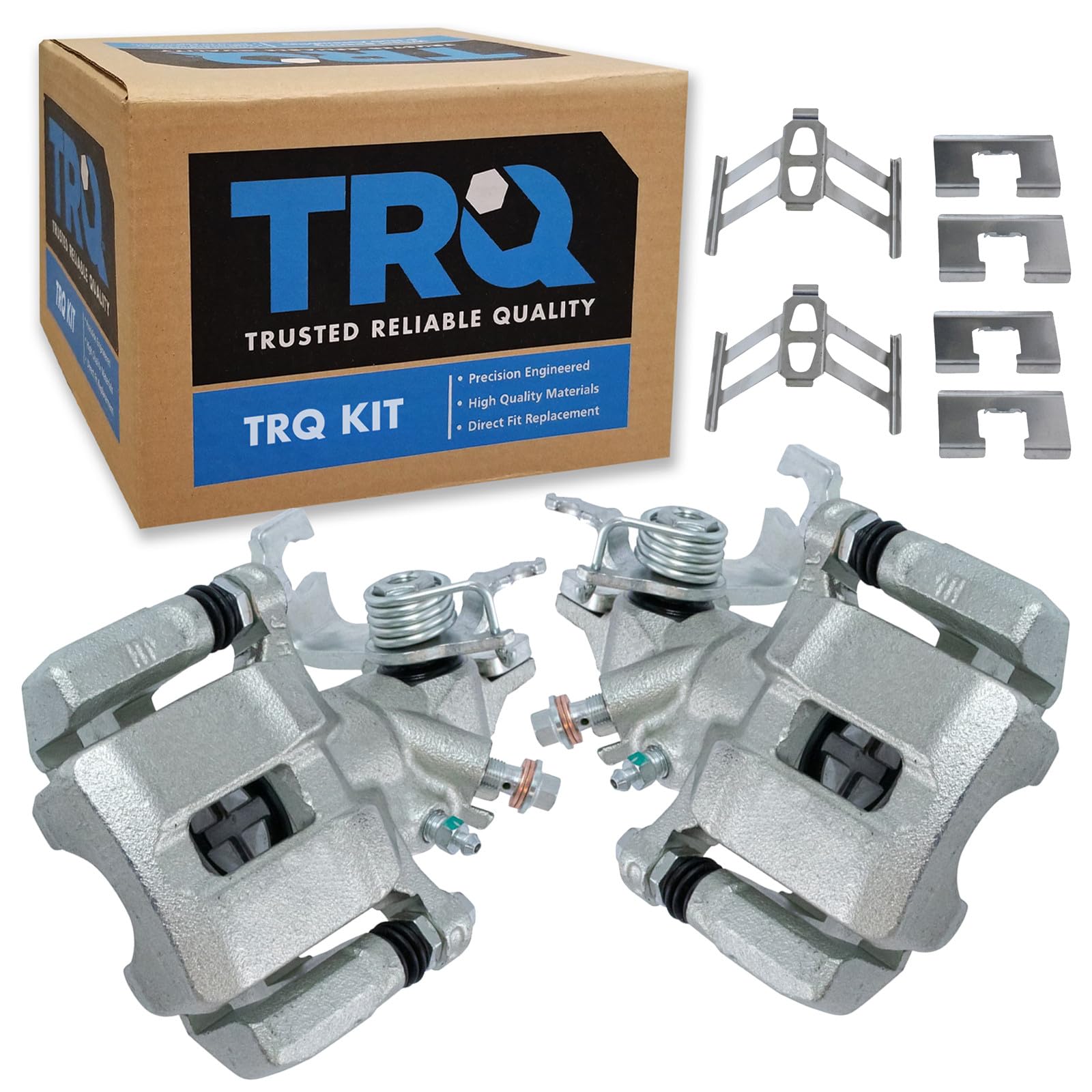 TRQ Rear Brake Caliper Set Brackets Hardware Zinc Coated