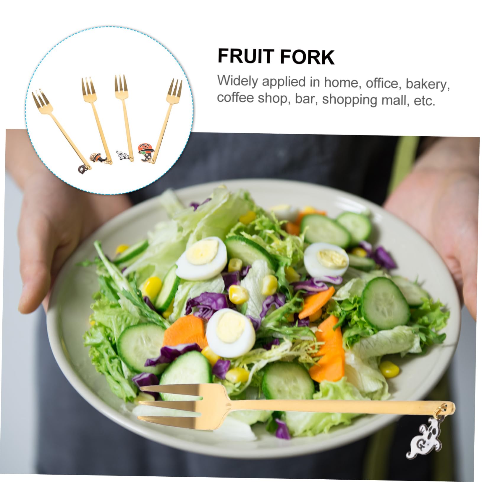 PRETYZOOM 16 Pz Forchetta da frutta Forchette da dessert stuzzicadenti alimentari posate in acciaio cucchiai da cibo forchetta da torta forchetta da cena Acciaio inossidabile Golden