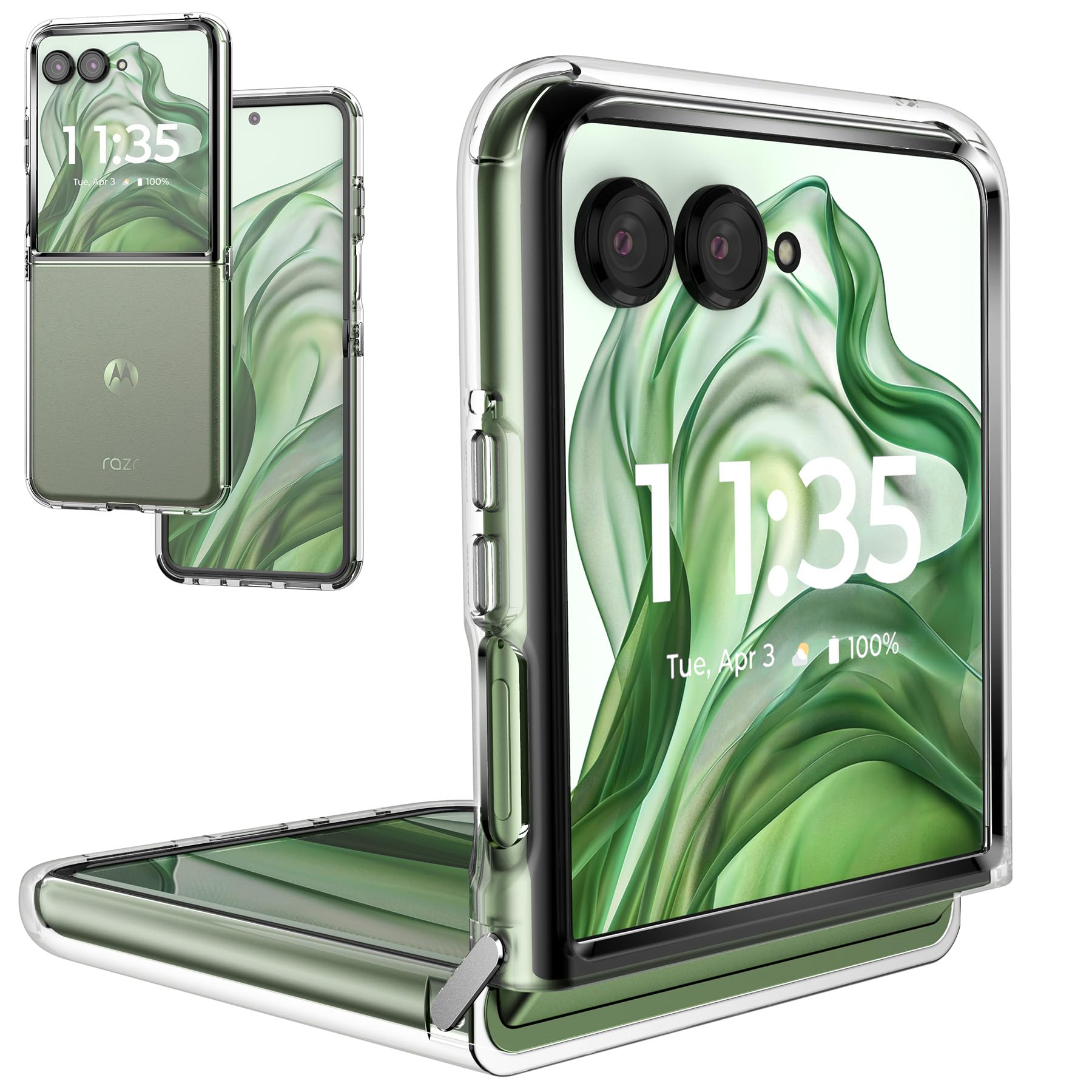 FoluuClear Case for Motorola Razr 50 Ultra 2024 with Metal Tabs Holding Two Pieces, Hinge Protection, Slim Fit Scratch Resistant TPU Silicone Shockproof Protective Cover for Moto Razr 50 Ultra 2024