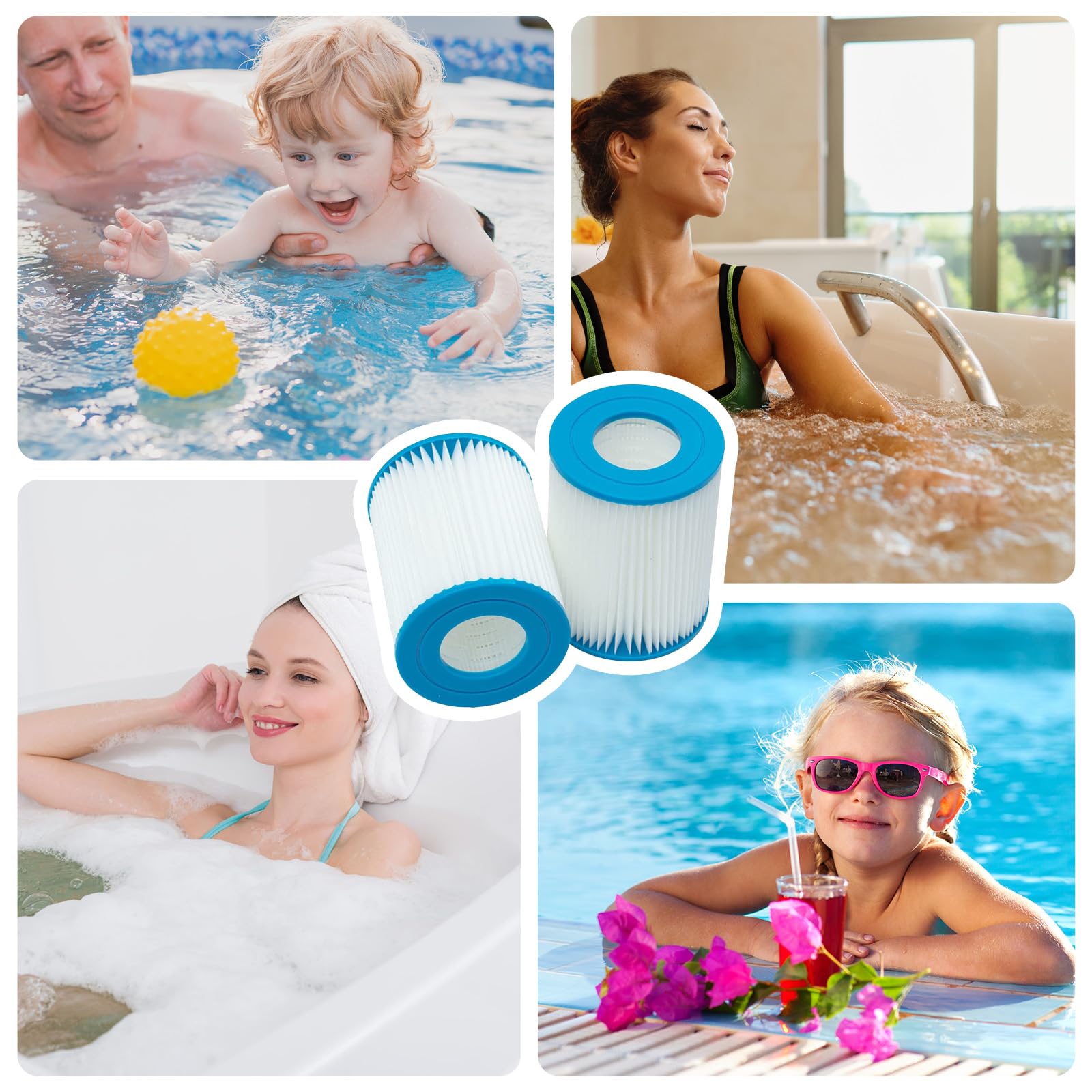 Lot de 4 filtres Taille 2 pour 58383 - pour Filtre de Piscine pour 58383