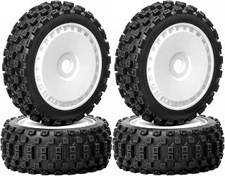 4Pcs 1/8 RC Off-Road Buggy Racing Tires and Wheels, 17mm Hex