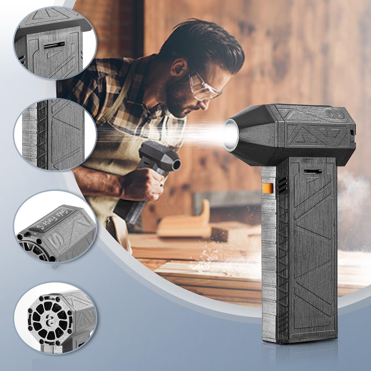 Sichuny Super Power Blower Mini-Ventilator 130.000 Min, 52+M/S Hochgeschwindigkeits-Kanalventilatoren, 8000 MAh Bürstenloser Motor, Industrieller Kanalventilator, Einfache Installation