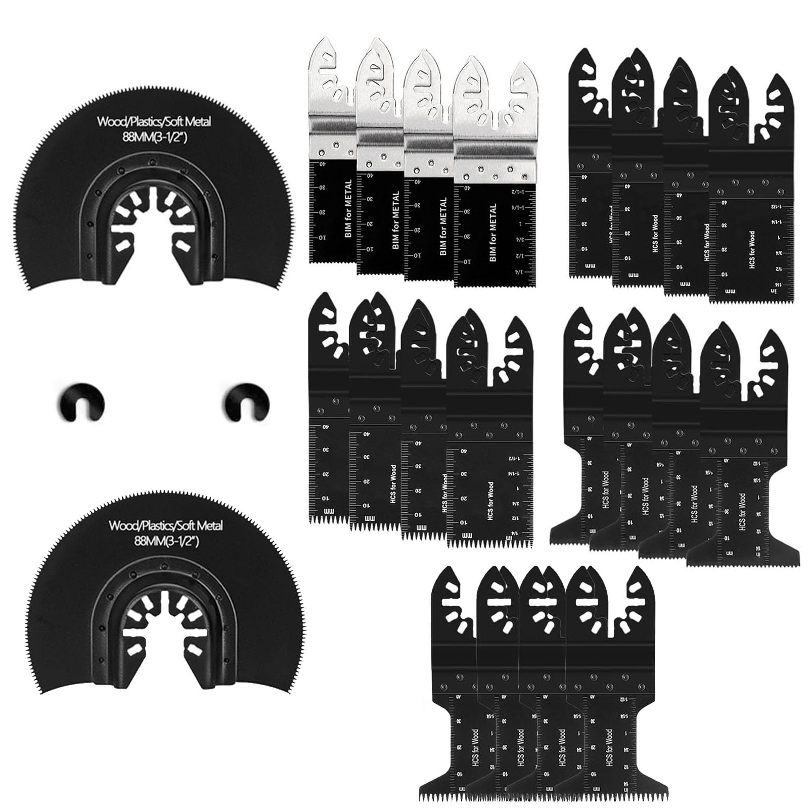 24 Pcs Multi Tool Blades, Universal Oscillating Multitool Blades for Wood Metal Cutting, Quick Release Oscillating Tool Accessories Compatible with Ryobi Makita and More