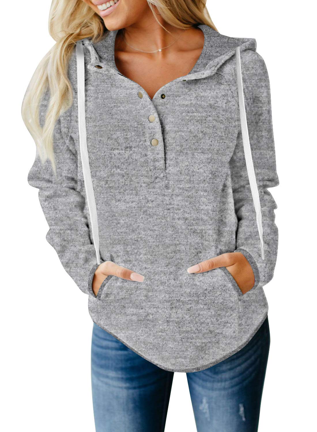 Women 1/4 Zip Up Stand Neck Long Sleeve Sweatshirt Loose Casual Pullover Jacekts Tops