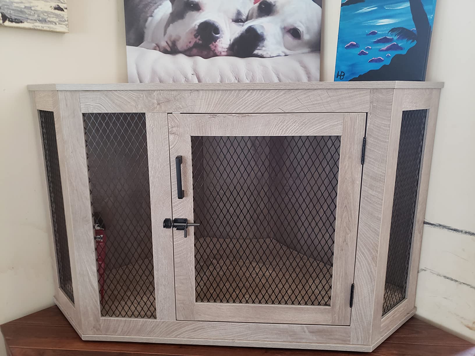 33/mo Finance unipaws Furniture Corner Dog Crate with Cushion, Dog