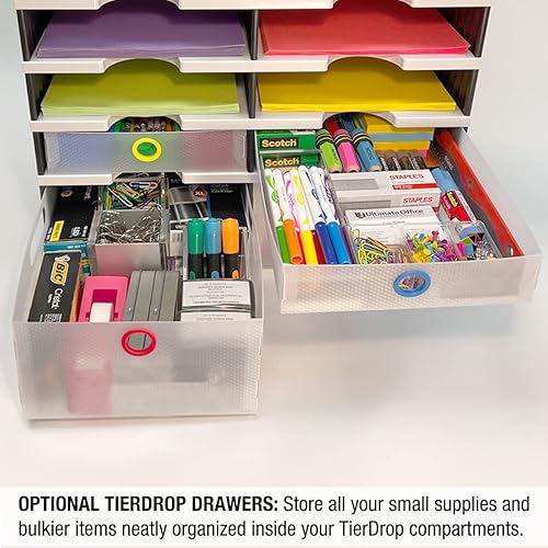 Miniatura 6 de Ultimate Office TierDrop Organizador de escritorioclasificador de formularios, 6 compartimentos con niveles adicionales opcionales para una fácil