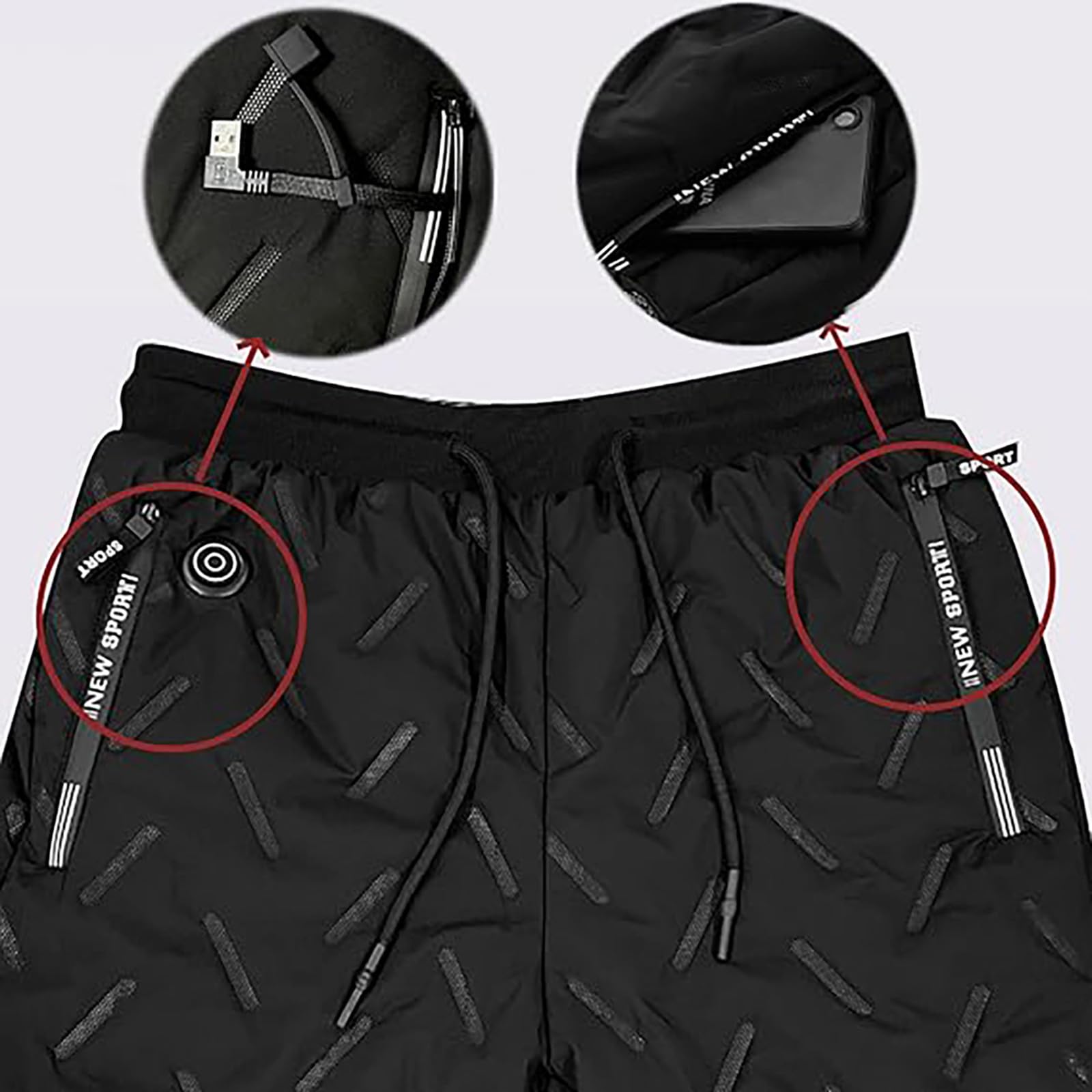 Generisch Pantalon thermique chauffant pour homme et femme avec poche zippée pratique
