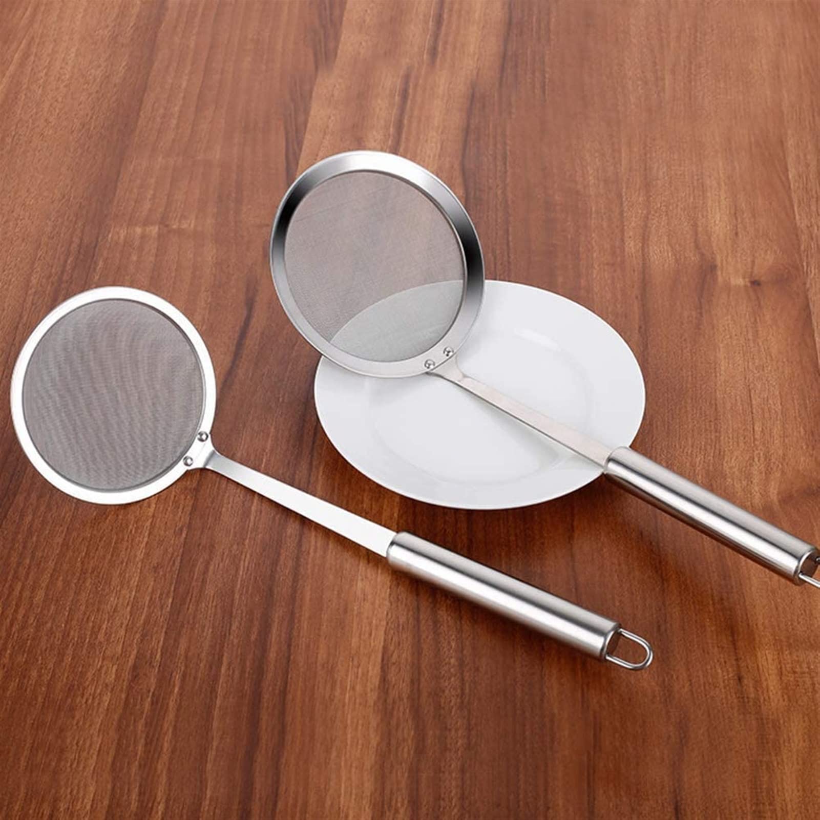 Colador colador tamices para cocinar utensilios de cocina, colador 3 piezas cuchara de espumadera de acero inoxidable con asa olla caliente colador de malla cucharón cocina desnatado grasa aceite es