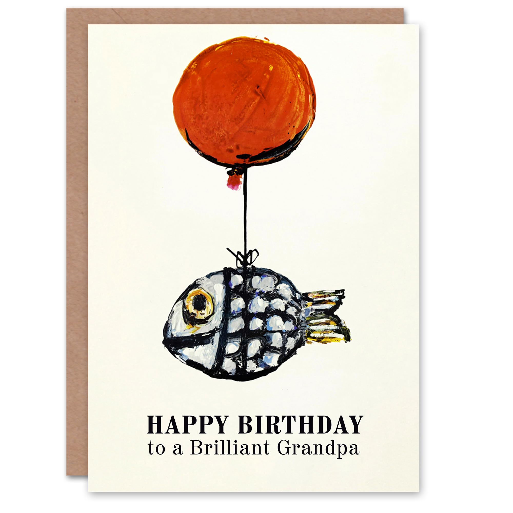 Artery8 Happy Birthday Card to a Brilliant Grandpa Fun Balloon Fish Fishing Fisherman Angler