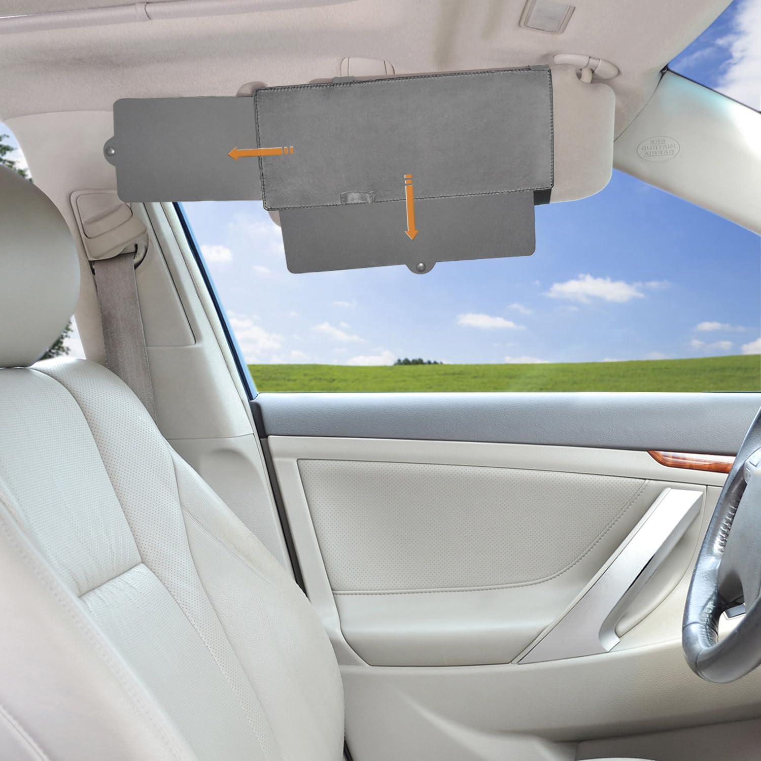 Car Visor Anti-Glare Sunshade Extender for Front Seat Driver or Passenger - 1 Piece (Gray)
