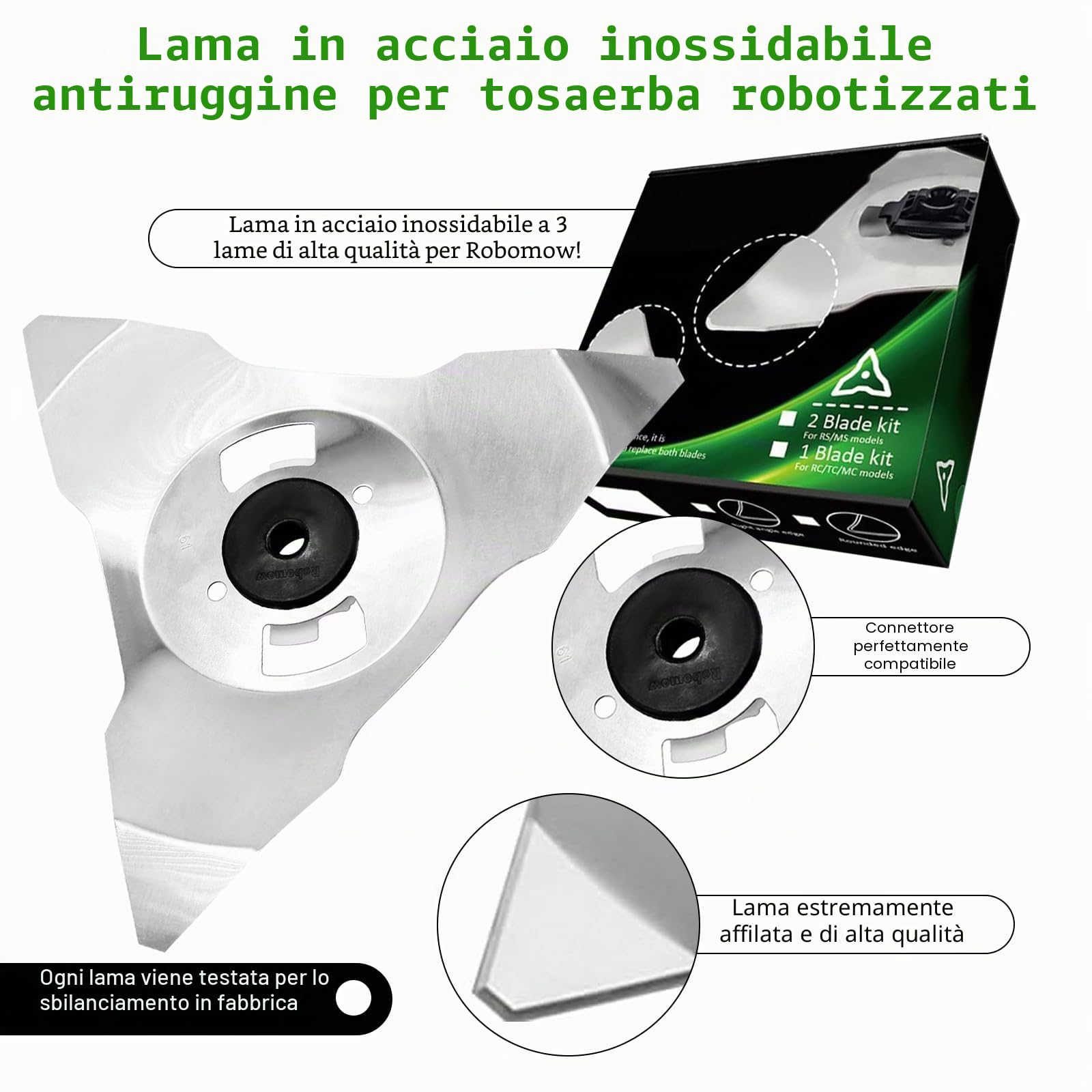 JAOGAUS 2 Lame di Ricambio per Robot Rasaerba Robomow | 2 Coltelli di Ricambio per Robot Rasaerba Robomow Serie RS MS RC (Acciaio Inossidabile)