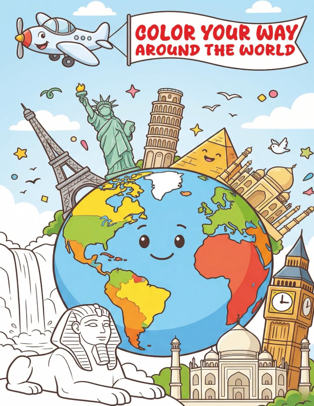 Color Your Way Around The World: 75 Country Coloring Book for Kids | Educational World Geography, Landmarks & Cultures