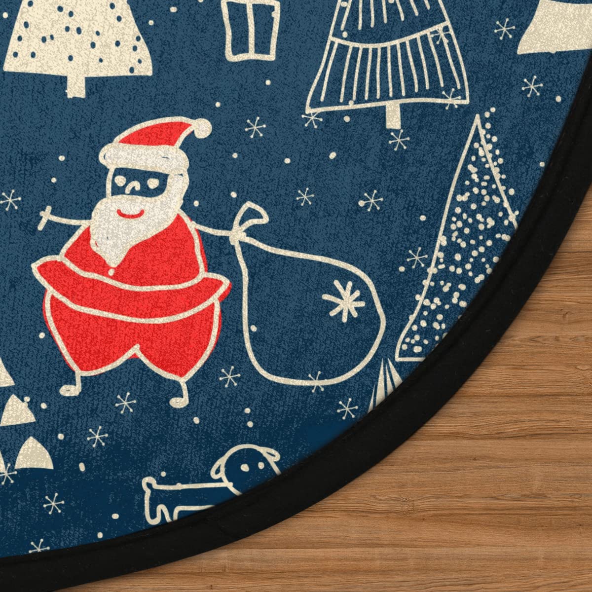 Abstrakcyjny wzór świąteczny 9,5 m okrągły dywanik można prać w pralce Święty Mikołaj Boże Narodzenie dekoracyjna antypoślizgowa miękka mata podłogowa do salonu sofy pokoju dziecięcego dekoracja