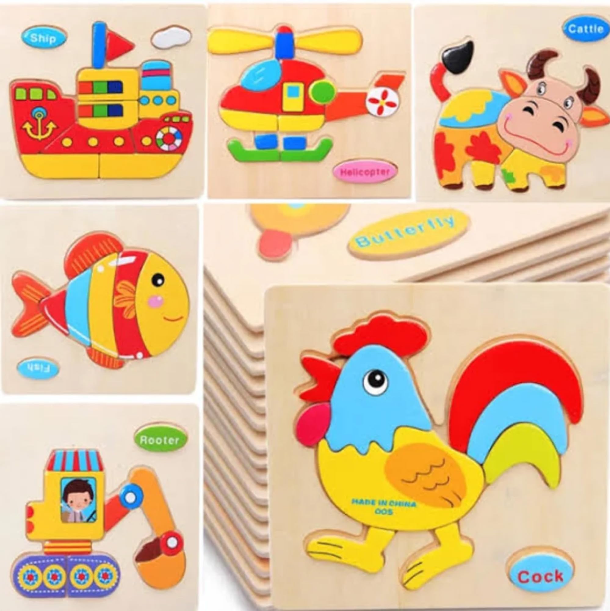 Wooden Jigsaw Puzzle - with Beautiful Illustration for Kids and Toddlers Age Upto 3 to 10 Years (3D Image Puzzle, Pack of 4) (B0CQTKXYKM) Amazon Price History, Amazon Price Tracker