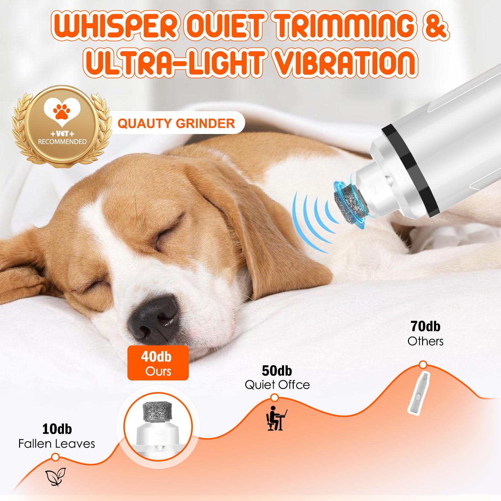 Dog Nail Grinder Electric Powerful 3 Speeds Dog Nail Clippers with Lights Quiet Cat Nail Clipper Painless Care Trimmers Tools for Small Medium Large Dogs and Cats (Black) - image 4