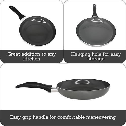 Miniatura 2 de IMUSA Sartén antiadherente de cerámica de 8 pulgadas, sartén de aluminio gris con mango de tacto frío, ideal para saltear, freír y sellar huevos,