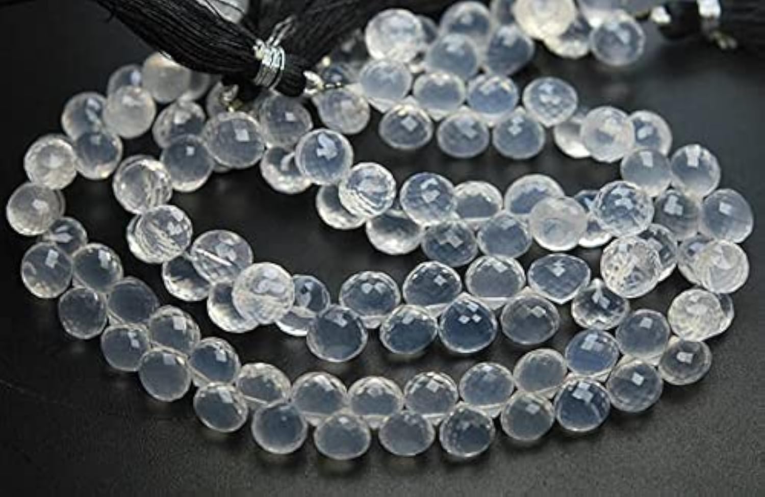 Quartz glace briolette LKBEADS 7-7.5mm perle naturelle facettée pour création bracelet