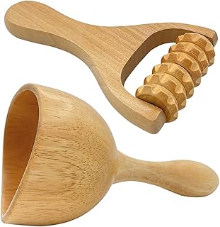 2-in-1 Wood Therapy Massage Tools，maderoterapia kit，Wood Therapy Cup Set for Body Massage Tools，Lymphatic Drainage Tools for Cellulite Massage Roller