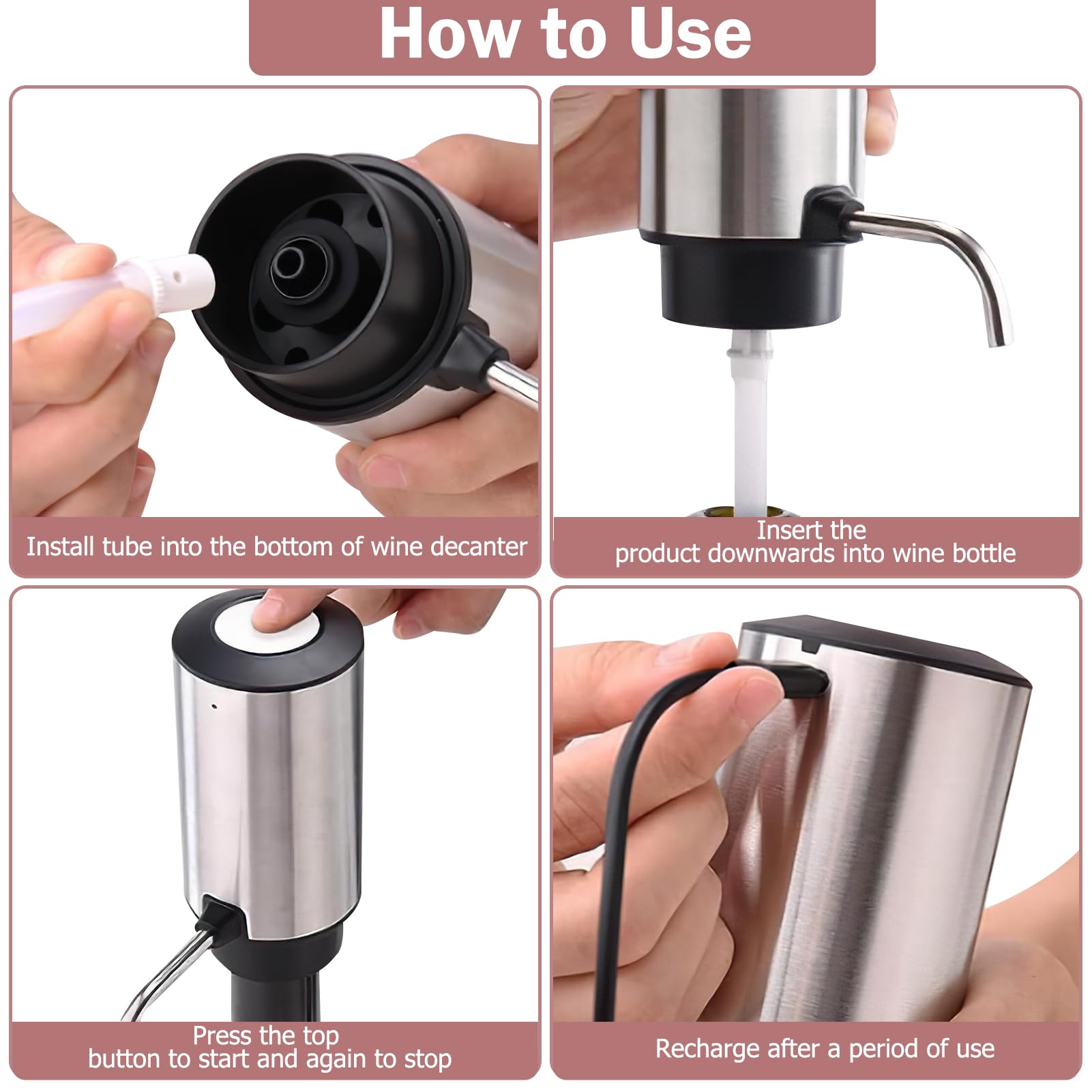 Aeratore & Dosatore elettrico per vino, 2 in 1 Decanter per vino automatici intelligenti, Opzione Regalo Perfetta per gli Amanti del Vino
