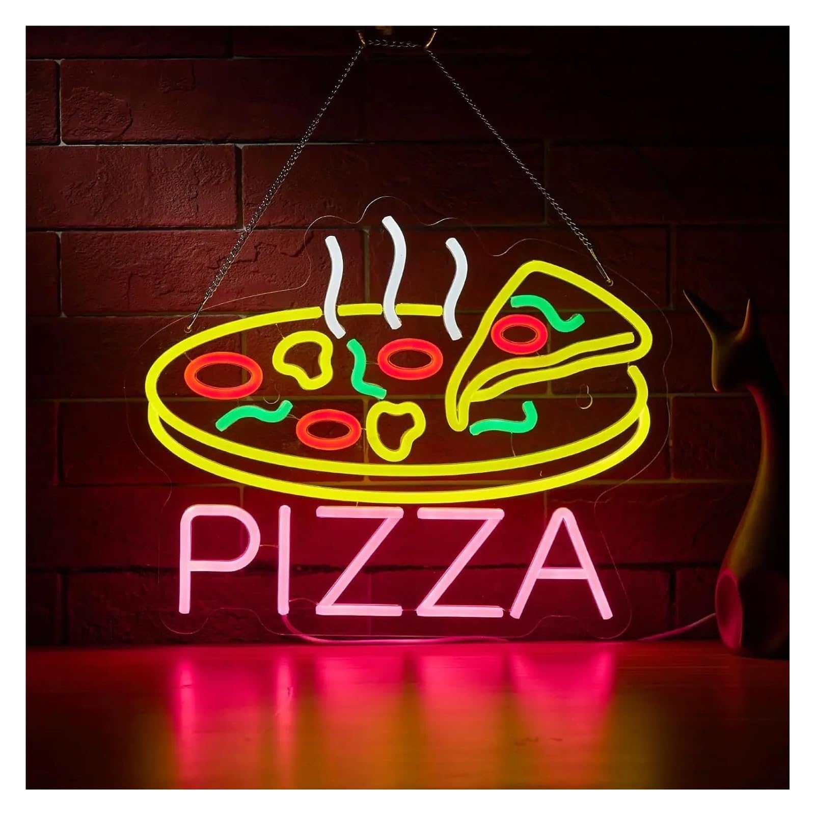 LEMST Sign Lamp Pizza Neon Sign Light Dimmable for Restaurant Fast Food Club Hotel Party Wall Decor Signs Illuminated USB Powered Lamp 36.9cmx30cm