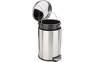 Amazon Basics Round Step Trash Can With Soft-Close Foot Pedal