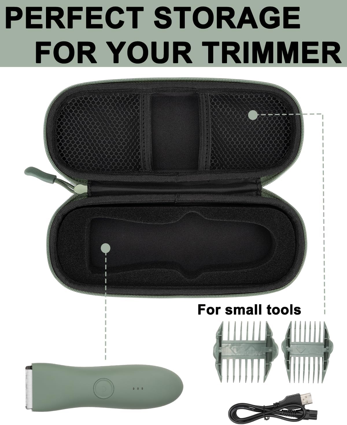 Case for Meridian Trimmer Shaver, Compatible with MANSPOT/LADYSPOT Manscape Groin & Body Hair Trimmer, Hard Travel Cases for Protecting Electric Razor Shavers and Storing Accessories (Case Only)
