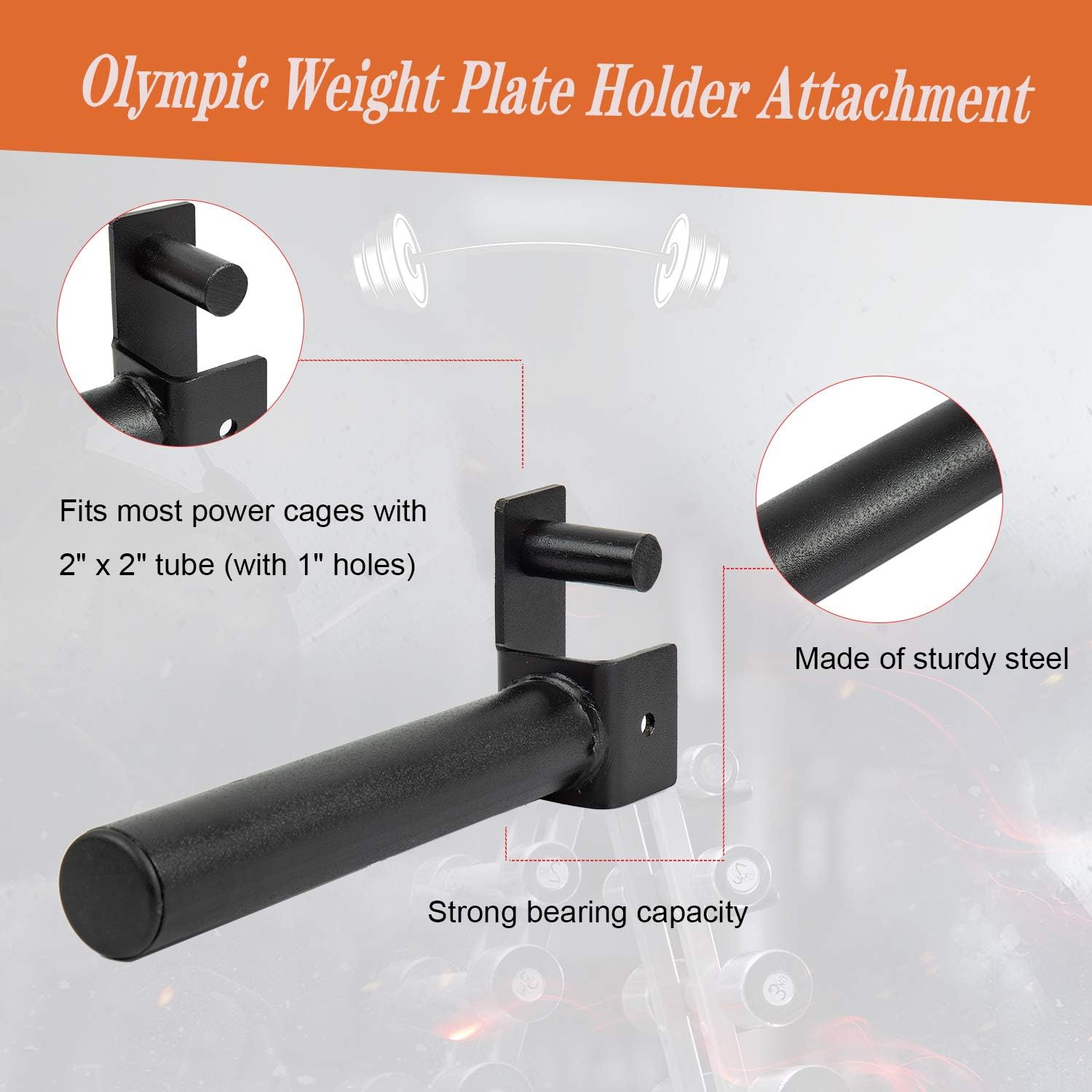 ZOVOTA Olympic Weight Plate Holder Attachment Fits 2" x 2" Weight Strength Training Plates Tube Power Cage Set of 2 Storage Rack : Sports & Outdoors