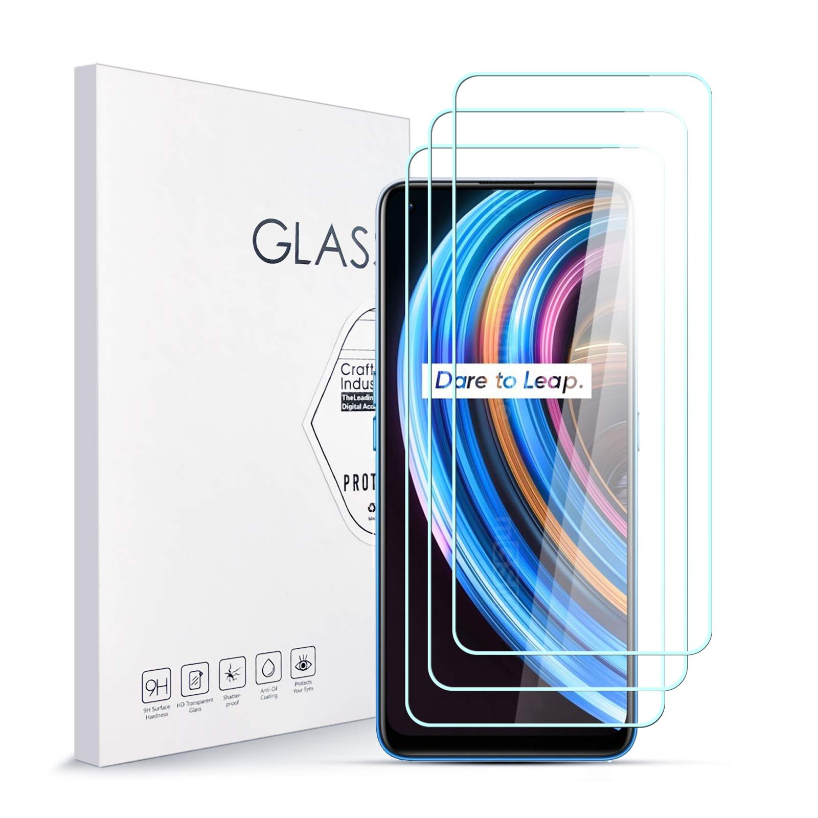 A ANGGScreen Protector for Oppo Realme X7 [3-Pack] 9H Hardness Tempered Glass Screen Protective Film High Definition Ultra Clear 2.5D Screen Protector Compatible Oppo Realme X7