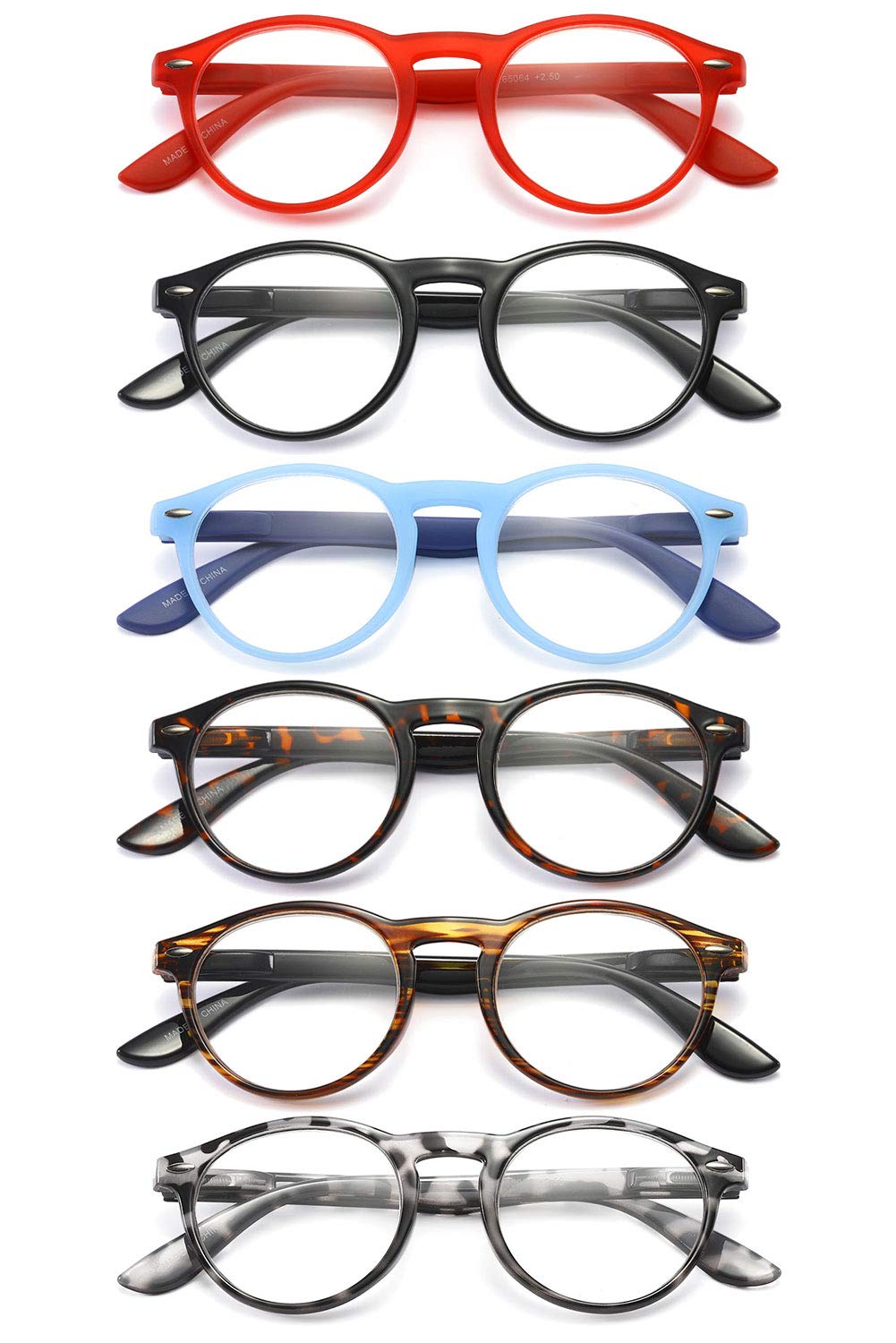 VEVESMUNDO Gafas de Lectura Grandes Redondas Mujer Hombre Ligera Vista Leer Lejos