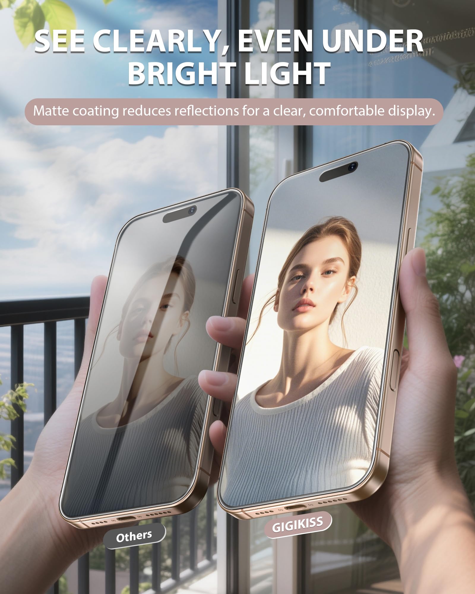 GIGIKISS Paquete de 2 protectores de pantalla mate para iPhone 16 Plus | Protector de pantalla de cristal templado antihuellas y antirreflejos, de 17 cm, fácil instalación