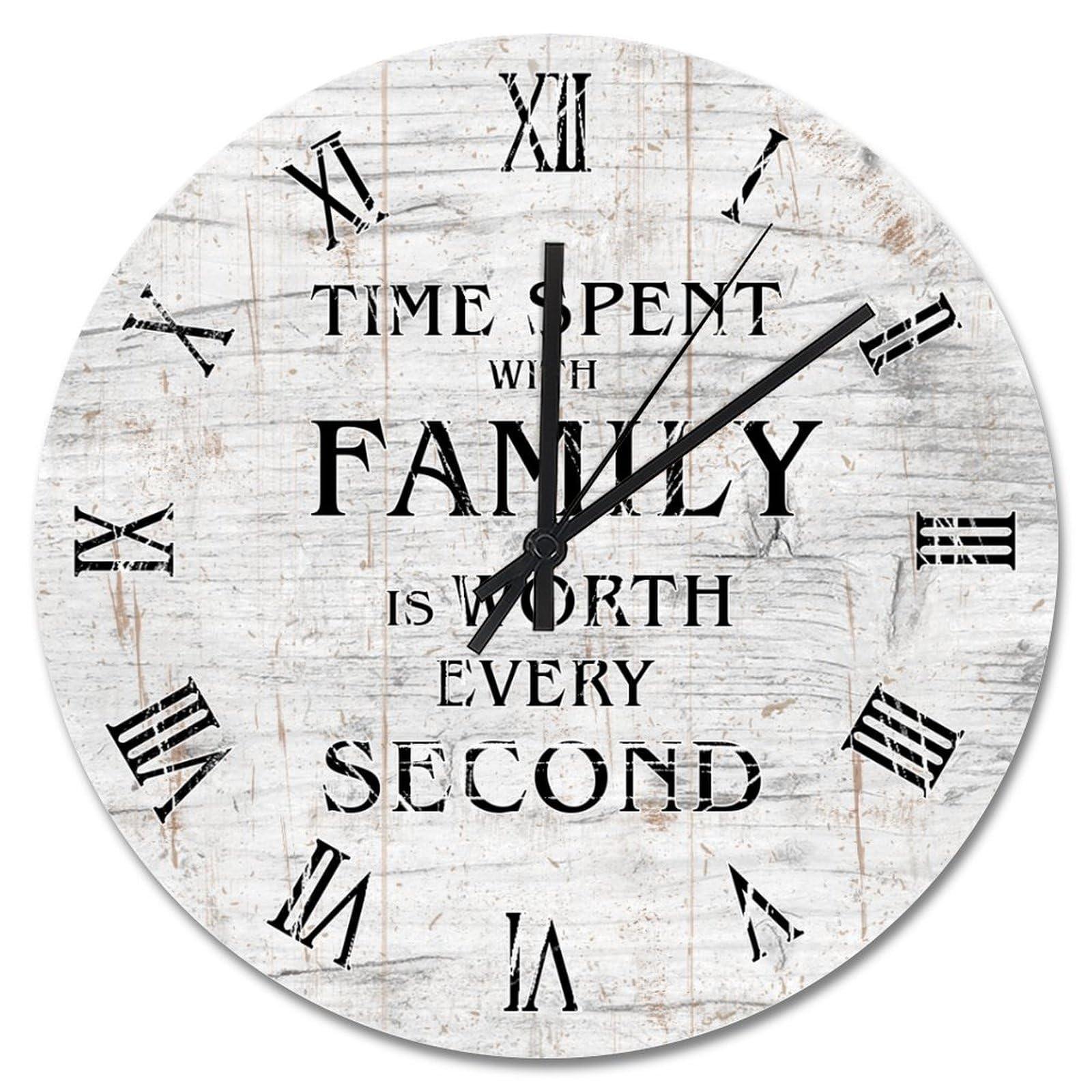 Horloge murale style grain de bois blanc pour décoration salon et cuisine