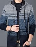 Kinkia Men's Zip Up Hooded Fleece Cardigan Sweater Winter Warm Sherpa Lined Jacket Coat Hoodies with Pockets