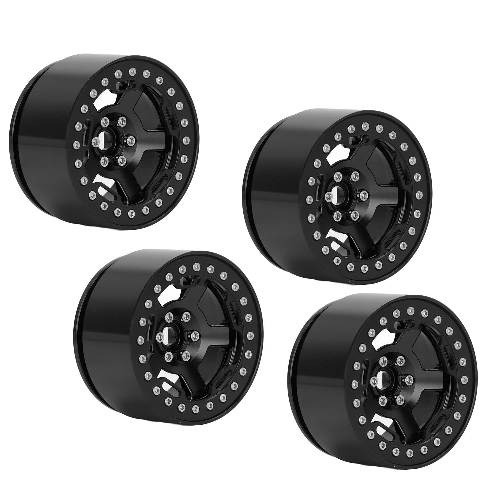 4 PCS RC Car Wheel Hub 2.2in 12mm Hex Drive Aleación de aluminio 36mm Espesor Metal Wheel Hub para 1/10 Crawler Car (Black)