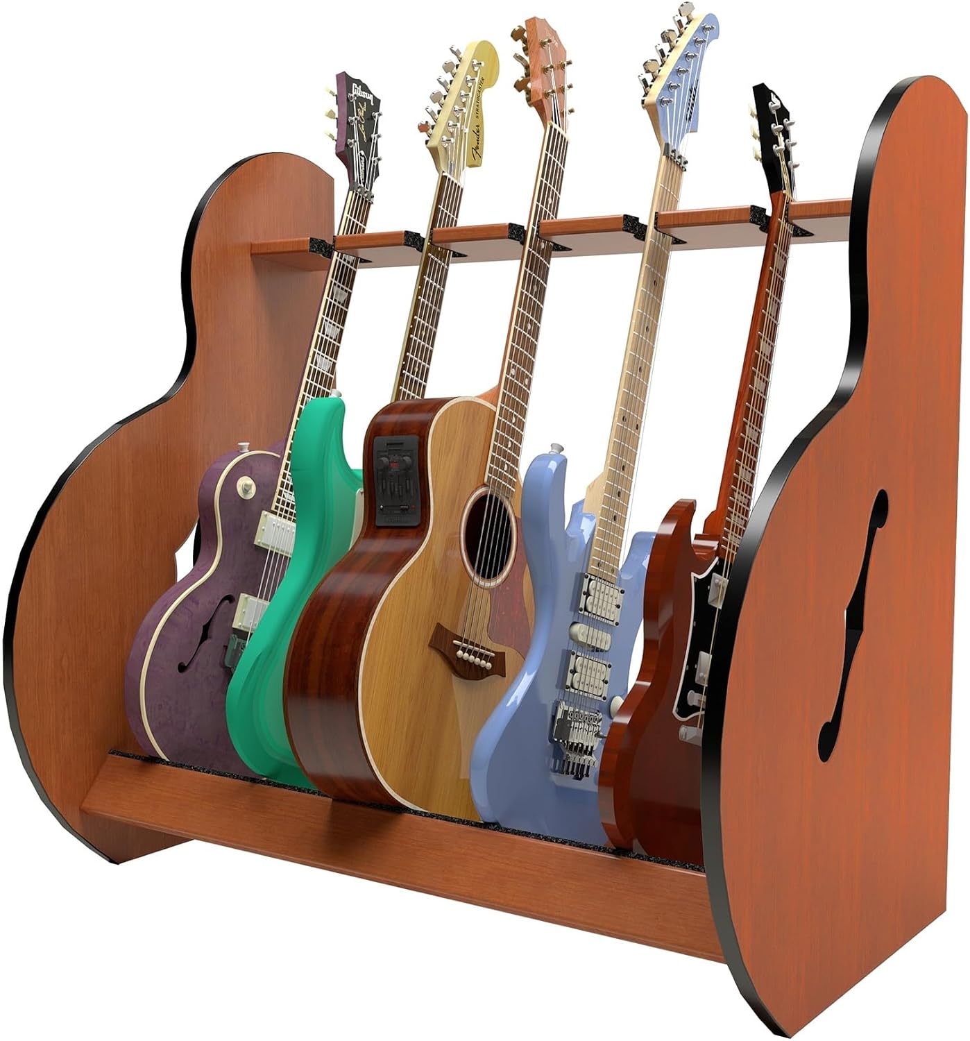 A&S Crafted Products 5 Guitar Stand for Acoustics & Electrics - The Session Standard | Nitro Safe Rack | Made in U.S.A.