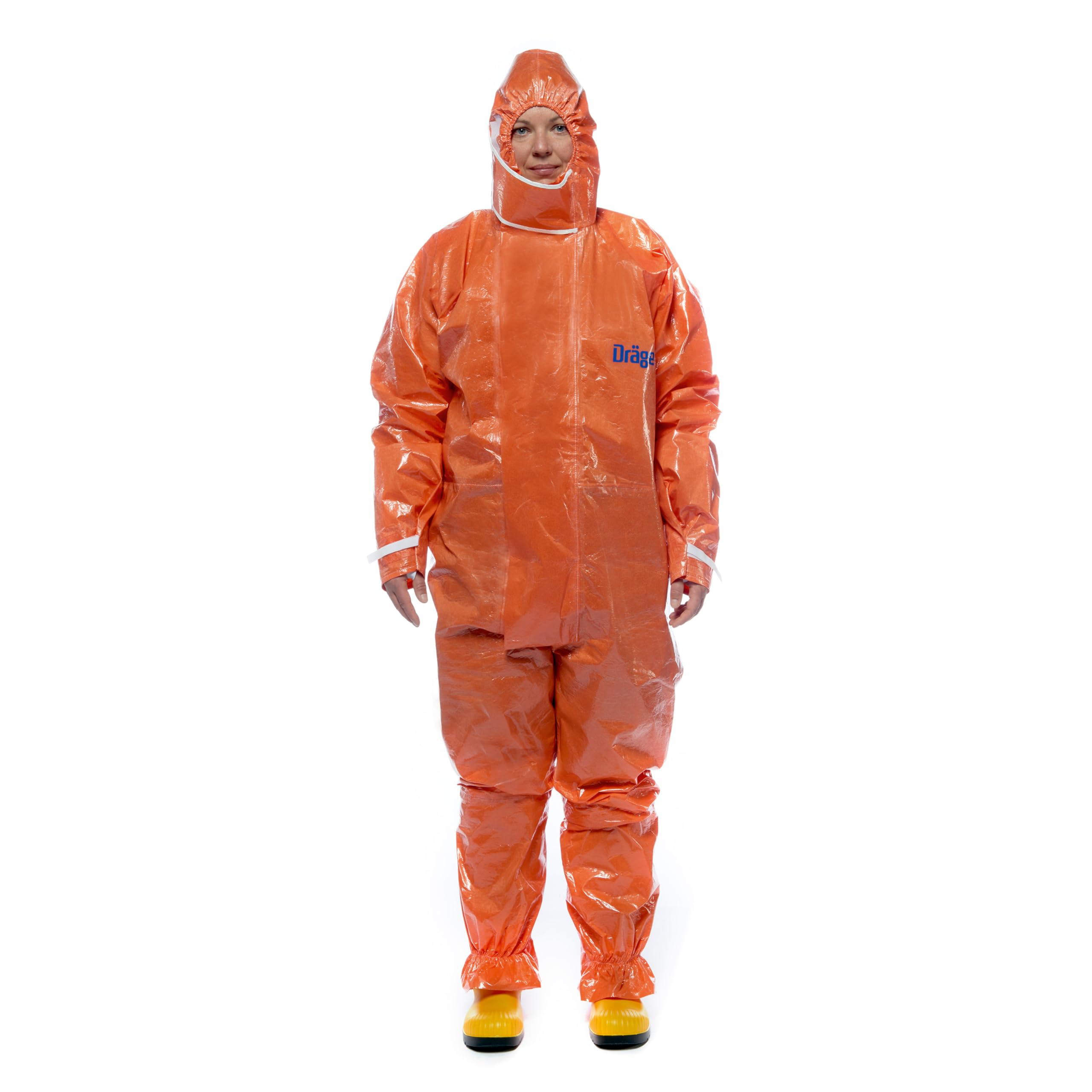 Dräger SPC CLF 4400 Hazmat pak | Overall met kap & Hoge chemische bescherming | PPE pak voor industriële, biogevaarlijke & schilders toepassingen | EU: 2016/425 - Type 3-6 | Oranje | Maat L