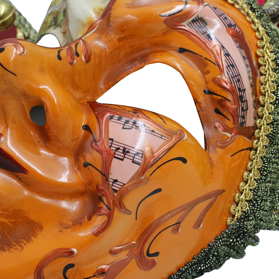 Hophen Halloween Grimace Full Face Venetian Jester Joker Mask Masquerade Hand Painted Wall Decorative Art Collection (Red)