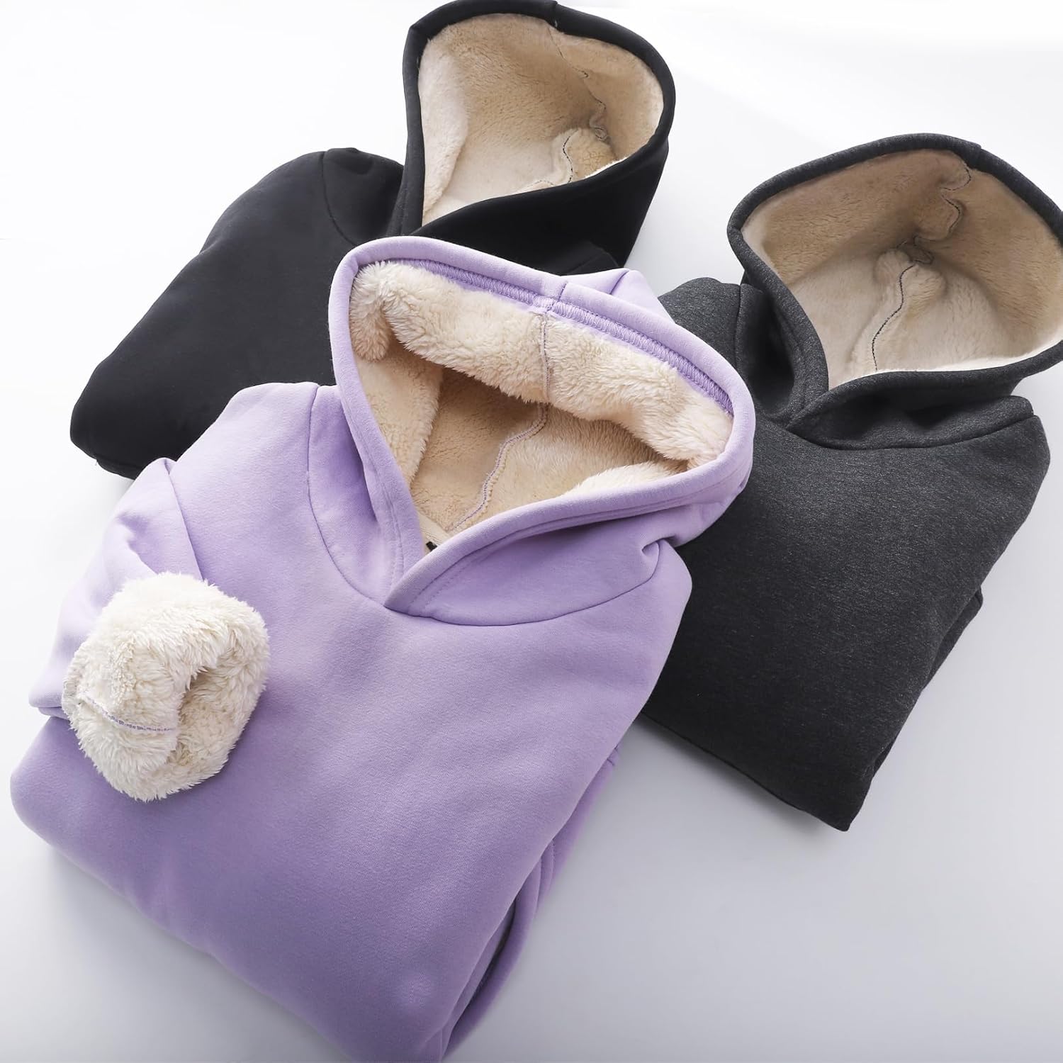 Flygo Unisex Boys Girls Fleece Lined Sherpa Hoodie Kids Warm Winter Hoodies Pullover Hooded Sweatshirt Sweater 4-13Y - Image 7