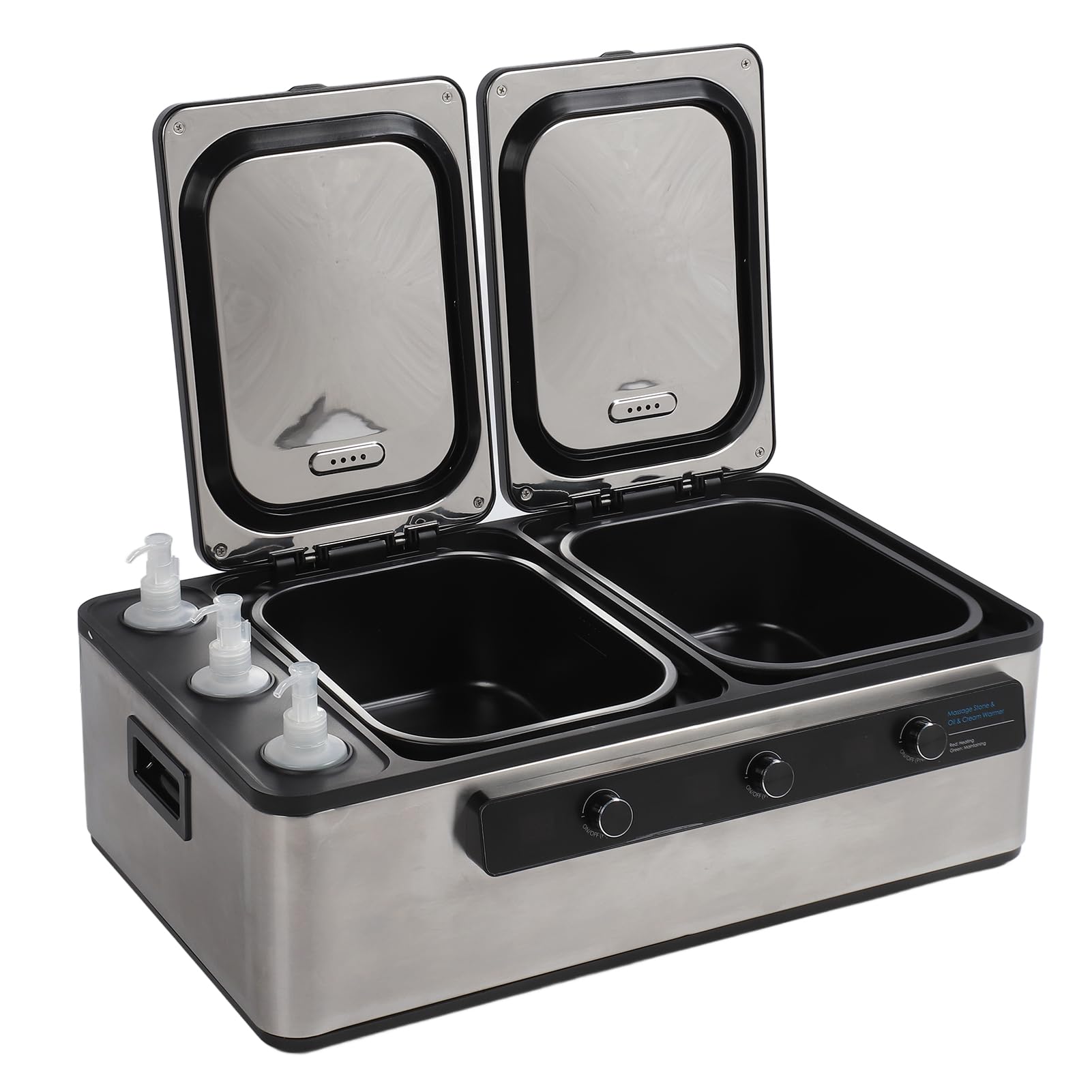 Calentador de Piedras Calientes, Pantalla LCD Digital, Calentador de Piedras de Masaje con Calentador de Aceite para Salón, Uso Doméstico, Ajuste de Temperatura, (Enchufe europeo 220V)